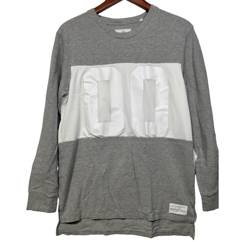 ON THE BYAS Men's Heather Grey & White 00 Long Sleeve Jersey T Shirt | Medium